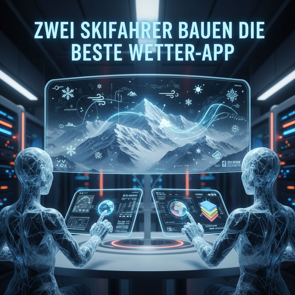 Zwei Skifahrer bauen die beste Wetter-App